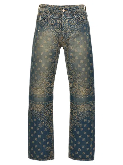 Amiri Bandana Jaquard Jeans In Blue
