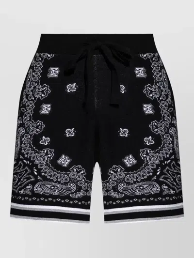 Amiri Bandana Knit Shorts Elastic Waistband In Black