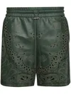 Amiri Bandana Leather Shorts In Green