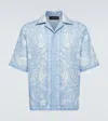 Amiri Bandana Linen And Cotton Bowling Shirt In Blue