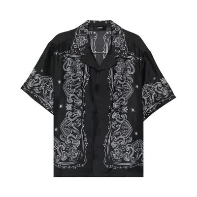 Pre-owned Amiri Bandana Paint Bowling Shirt 'black' | Men's Size Xl
