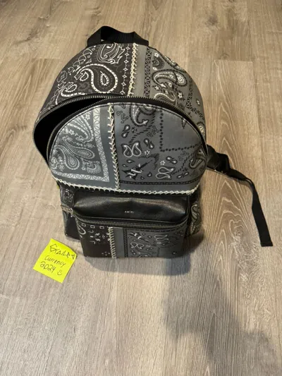 Pre-owned Amiri Bandana Patchwork Backpack In Black Gray