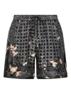 Amiri Silk Bermudas With Pattern And Adjustable Waistband In Gray