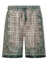 Amiri Multicolor Bandana Silk Bermuda In Green