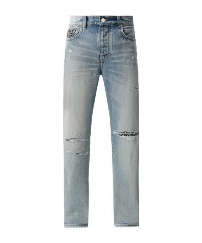 AMIRI BANDANA REPAIR MID-RISE STRAIGHT-LEG JEANS