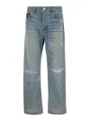 Amiri Light Blue Jeans With Rips And Bandana Detail In Denim Man In Light Blue