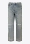 Amiri Bandana Repair Mid-rise Straight-leg Jeans In Blue