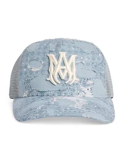 Amiri Bandana Repair Trucker Cap In Blue