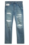 Amiri Blue Leather Bandana Repaired Slim Jeans In True Indigo