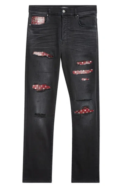 Amiri Bandana Repaired Slim Fit Jeans In Black