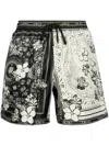 Amiri Silk Bandana Print Bermuda Shorts In Black