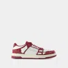 Amiri White & Burgundy Bandana Denim Skel Top Low Sneakers In Maroon