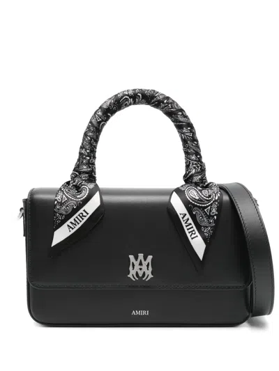 Amiri Bandana-trimmed Leather Handbag