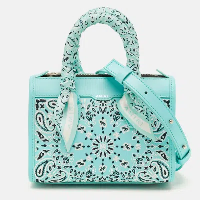Pre-owned Amiri Bandana Turquoise Blue Leather Satchel