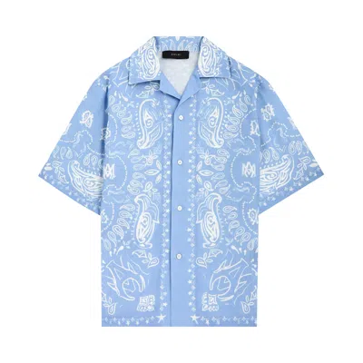 Pre-owned Amiri Bandana Watercolor Camp Shirt 'cerulean' | Blue | Men's Size L