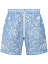 Amiri Men's Watercolor Bermuda Bandana Shorts In Blue