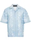 Amiri Bandana Linen And Cotton Bowling Shirt In Blue