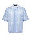 Amiri Bandana Linen And Cotton Bowling Shirt In Blue