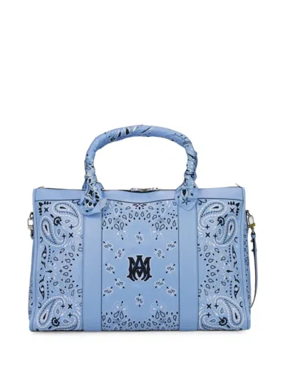 Amiri Carolina Blue Weekender Bandana Bag