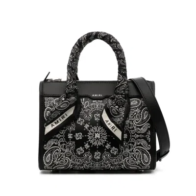 Amiri Bandana-print Calf Leather Tote Bag In Black