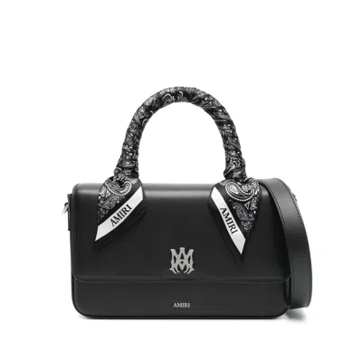 Amiri Bandana-trimmed Leather Handbag In Animal Print