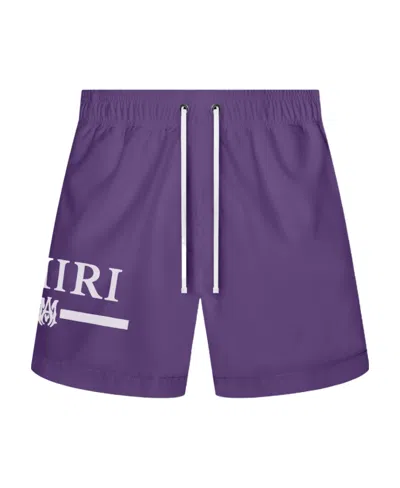 Amiri Bar Logo-print Swimming Trunks In Blue