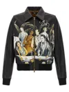 Amiri Graphic Print Leather Jacket With Collared Neck In Black