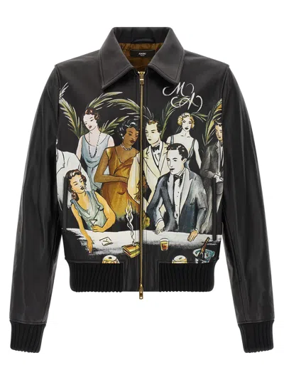 Amiri Long Sleeve Leather Jacket In Multi