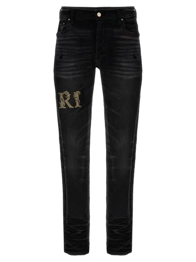 Amiri Logo Embroidered Skinny Jeans In Black