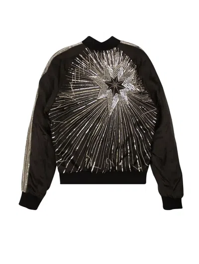Amiri Beaded Star Bomber Jacket- Black In Multi