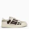 AMIRI BEIGE AND BROWN LEATHER LOW TOP TRAINERS FOR MEN