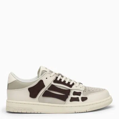 AMIRI BEIGE AND BROWN LEATHER LOW TOP TRAINERS FOR MEN