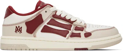AMIRI BEIGE & RED VARSITY SKEL-TOP LOW SNEAKERS