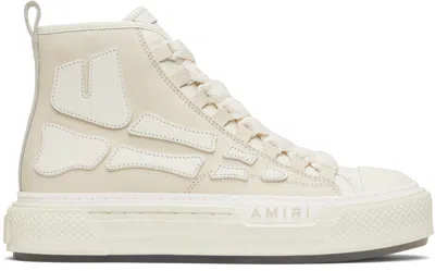 Amiri Beige & White Skel Court Hi Sneakers In Brown