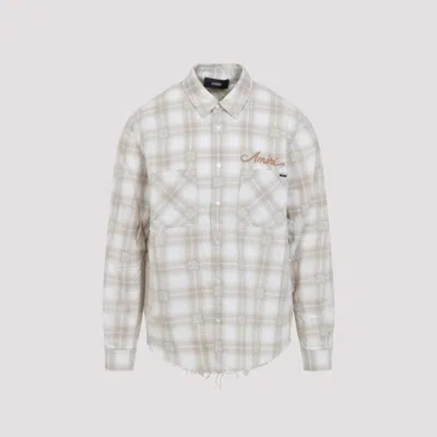 AMIRI BEIGE EMBROIDERED LOGO SHIRT