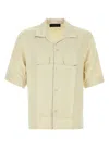 Amiri Embroidered Satin Shirt With Chest Pockets In Beige