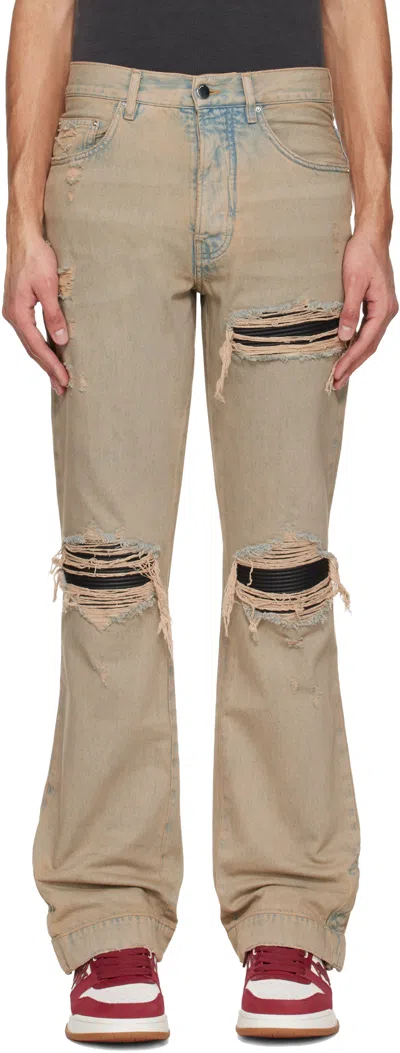 Amiri Beige Mx1 Straight Flare Jeans In Blue