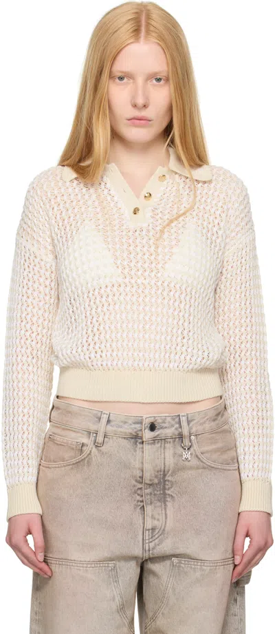 Amiri Beige Open Back Crochet Polo