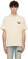 Amiri Pool Cue Beige Crewneck T-shirt With Logo Detail On The Front And Maxi Logo Print On The Rear In Cot In Alabaster