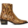 Amiri Beige Python Embossed Ryder Boots In Animal Print