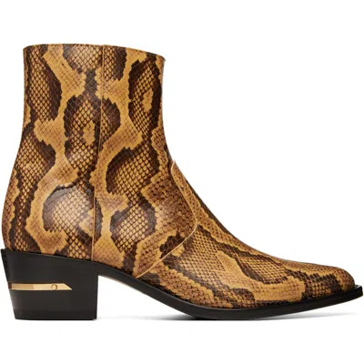 AMIRI BEIGE PYTHON EMBOSSED RYDER BOOTS