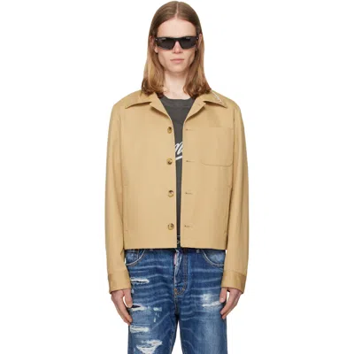 Amiri Beige Script Collar Shirt Jacket In Multi