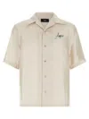 Amiri Convertible-collar Logo-print Silk-twill Shirt In Neutral