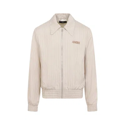 Amiri Beige Striped Viscose And Linen Jacket