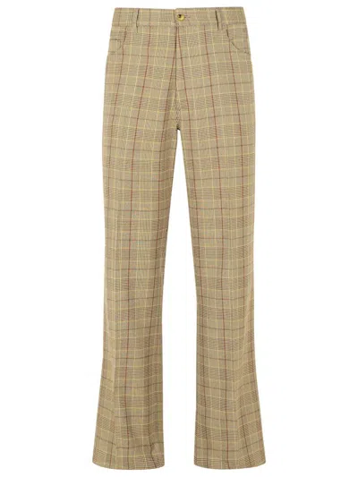 AMIRI AMIRI BEIGE VIRGIN WOOL BLEND TROUSERS