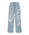 Amiri Mens Faded Indigo Repair Carpenter Monogram Denim Jeans In Blue