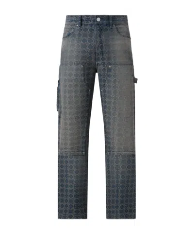 Amiri Quad Jacquard Denim Carpenter Pants In Blue
