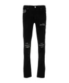 Amiri Leopard Print-panel Fitted Stretch-denim Jeans In Black