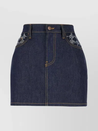AMIRI BELTED DENIM MINI SKIRT WITH FIVE POCKETS