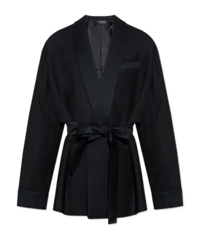 Amiri Belted Suit Coat In Black